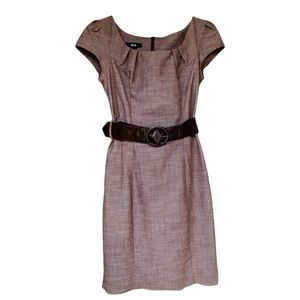 BCX Scoop Neck Zippered Sheath Dress With Belt, Women's, Size 3